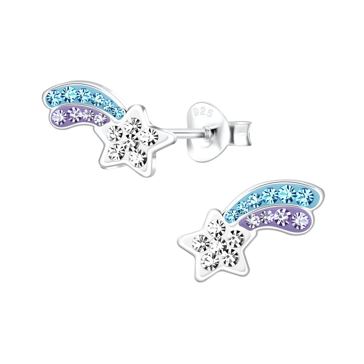 Silver Shooting Star Stud Earrings