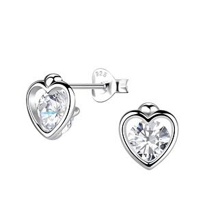 Silver Heart Stud Earrings