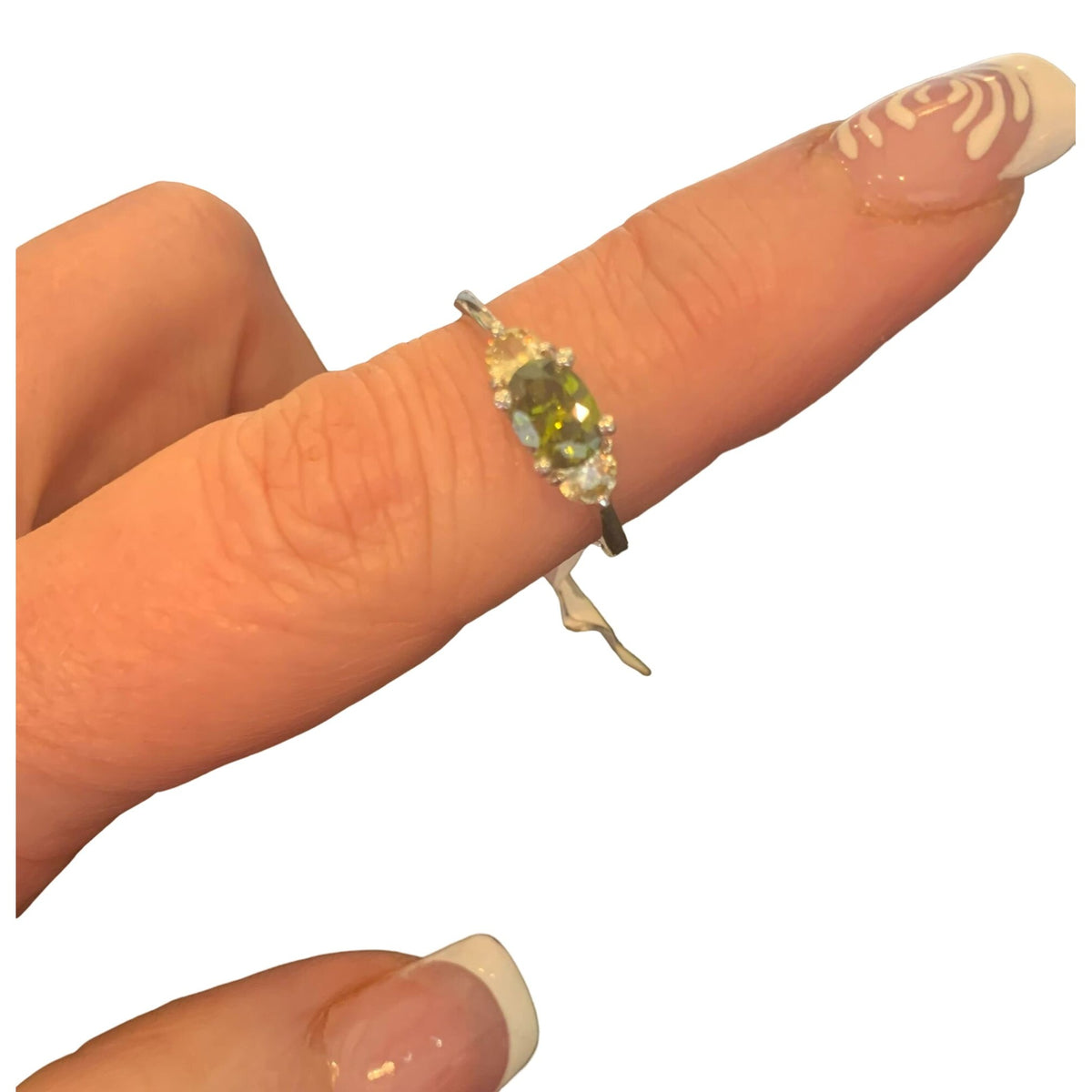 New Women's Cute & Dainty peridot/Clear CZ