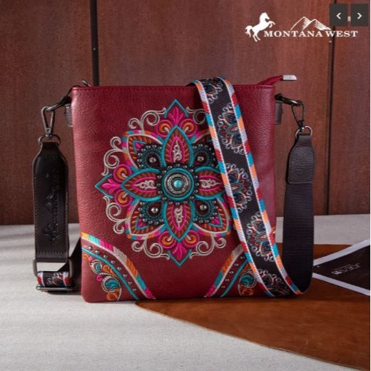 Montana West Embroidered Tribal Mandala Concealed Carry Crossbody