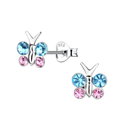 Silver Butterfly Screw Back Bullet Earnings