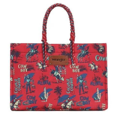 Wrangler COWBOY Dual Sided Print Canvas Wide Tote