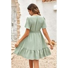 Dot Solid V Neck Color Block Lace Dress Style