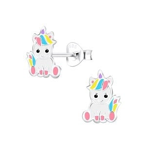 Silver Unicorn Stud Earrings