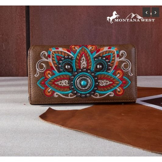 Montana West Embroidered Tribal Mandala Collection Wallet