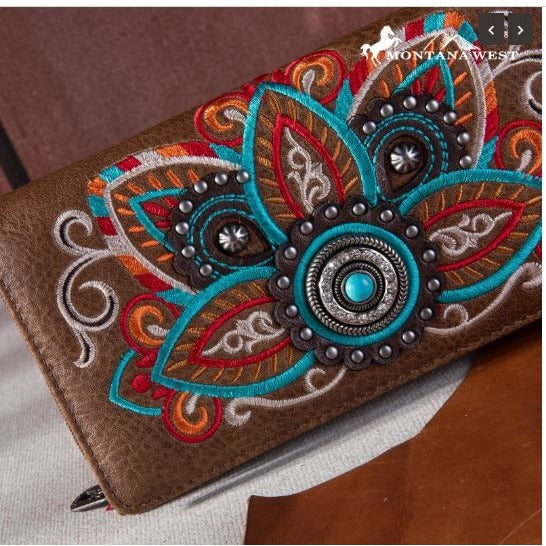 Montana West Embroidered Tribal Mandala Collection Wallet