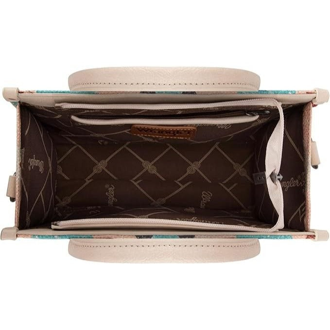 WG166G-81203S Wrangler Southwestern Pattern Dual Sided Print-Tote/Crossbody -GREEN
