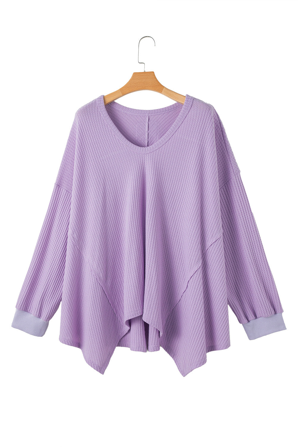 Orchid Petal Plus Size Waffle Knit Exposed Seam Flowy Top