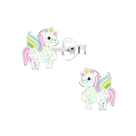 Silver Unicorn Stud Earrings