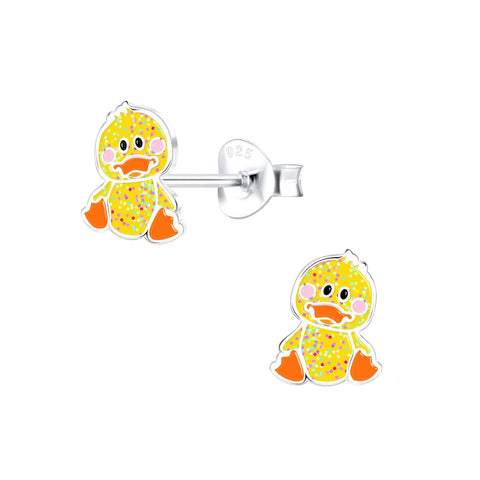 Silver Duck Stud Earrings