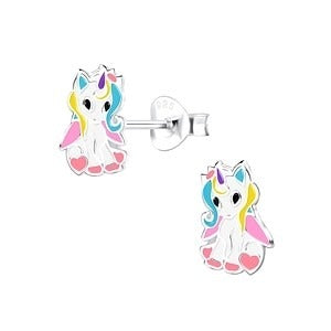 Silver Unicorn Stud Earrings