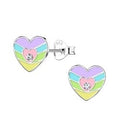 Silver Heart Stud Earrings 925 Sterling Silver Plating