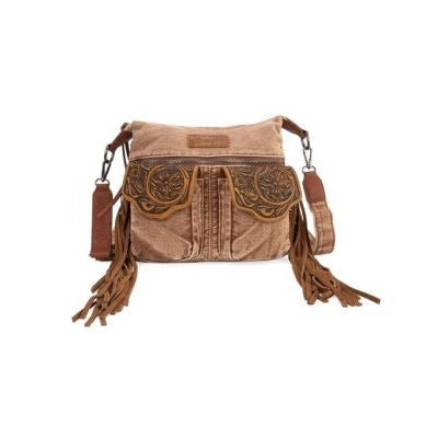 Wrangler by Montana West Genuine leather fringe Floral tooled on the flap with magnetic button