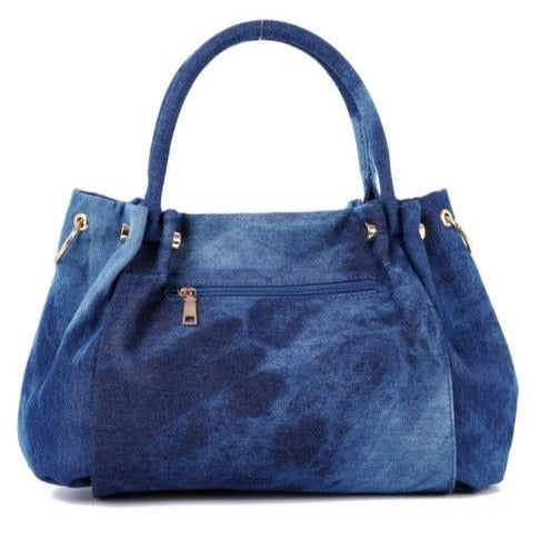 ANGEL WING DENIM BLING TOTE BAG