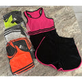 Junior Workout Two Piece Set Pink Black Athletic Tank Top Shorts Set