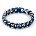 Stainless Steel Curb IP Blue Link Bracelet