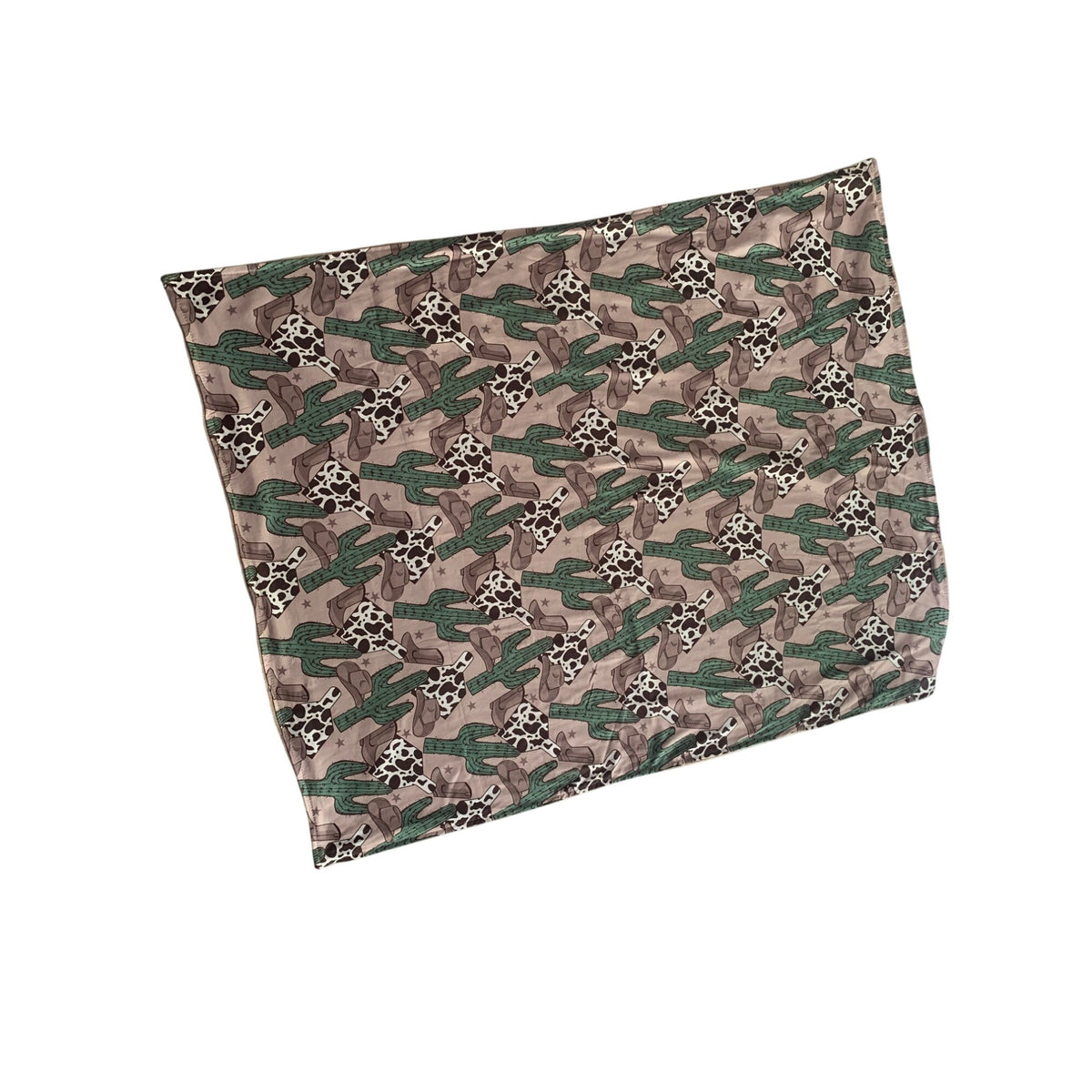 Cow Print & Cactus Patterned Reversible Bandana Scarf