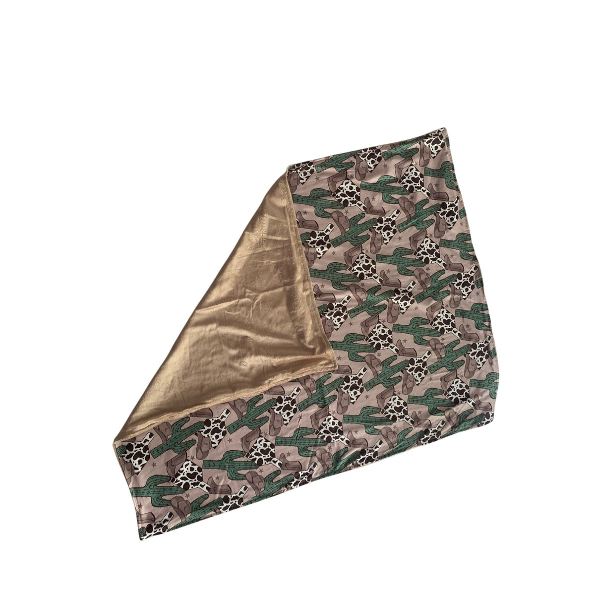 Cow Print & Cactus Patterned Reversible Bandana Scarf