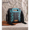 WG193-2003 Wrangler Top Handle Boot Scroll Fringe Tote/Crossbody -Black