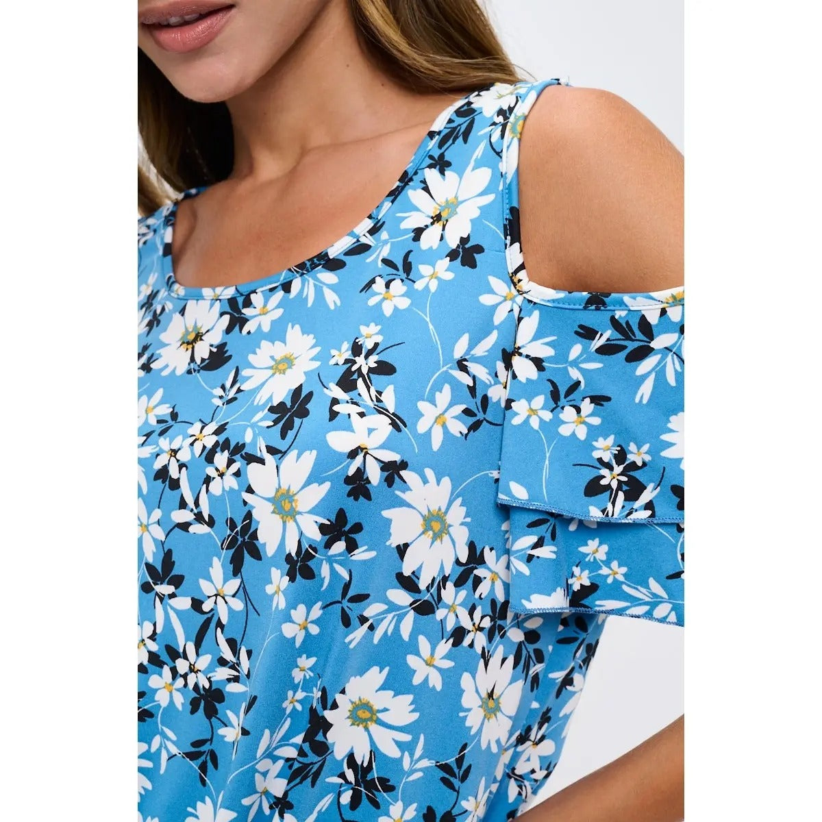 SHORT SLEEVE TIE FRONT COLD SHOULDER