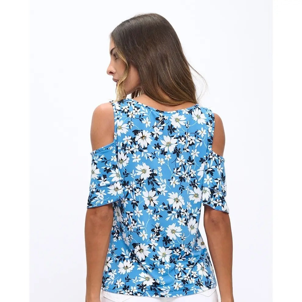 SHORT SLEEVE TIE FRONT COLD SHOULDER