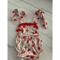 Baby Girls Floral & Strawberry Print Ruffled Halter Rompers Adjustable Straps Soft Cotton Blend Size 6-12M