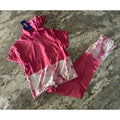 Stylish Tie Dye Hooded Short Sleeve Athletic Set In PINK