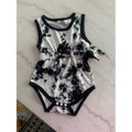 Baby Girls Tie-Dye Sleeveless Romper With Matching Headband Navy & White Size 74