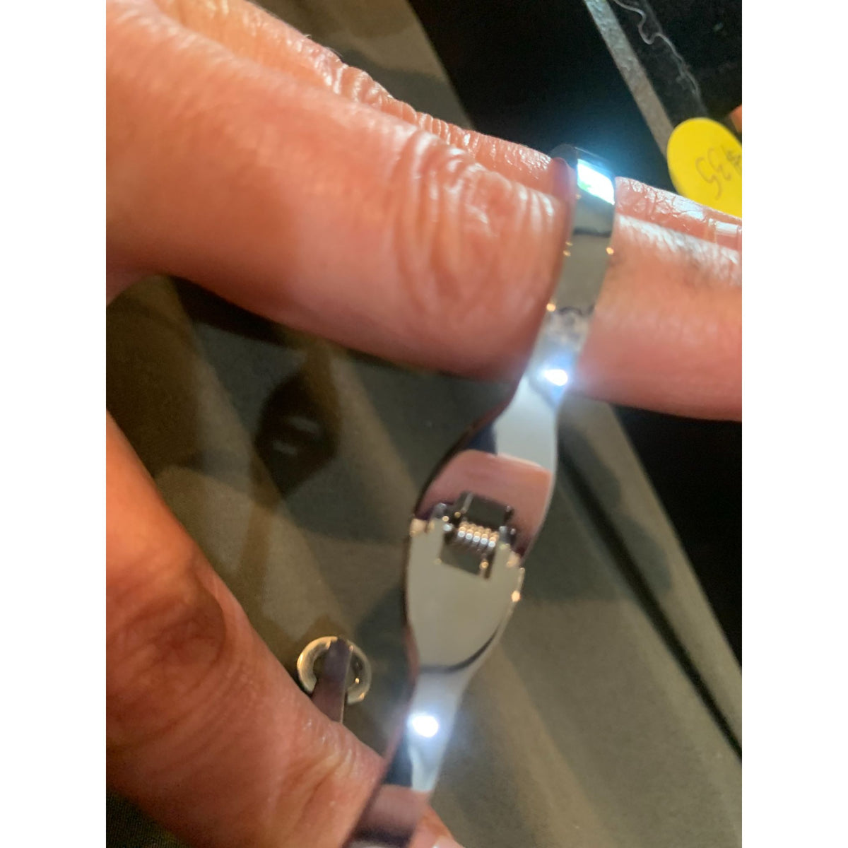 Stainless Steel MZ Collection Adjustable Bracelet With Rhinestone Detailing & Triple Band Design