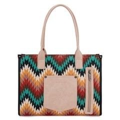 Wrangler Southwestern Pattern Dual Sided Print Concealed Carry Wide Tote