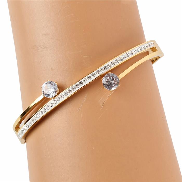 STAINLESS STEEL CUBIC ZIRCONIA BANGLE