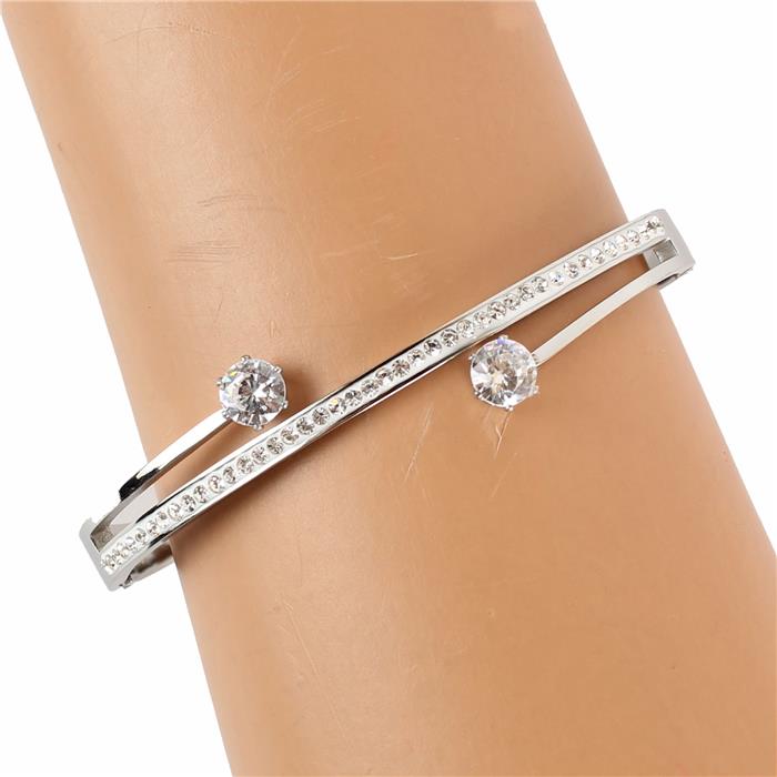 STAINLESS STEEL CUBIC ZIRCONIA BANGLE