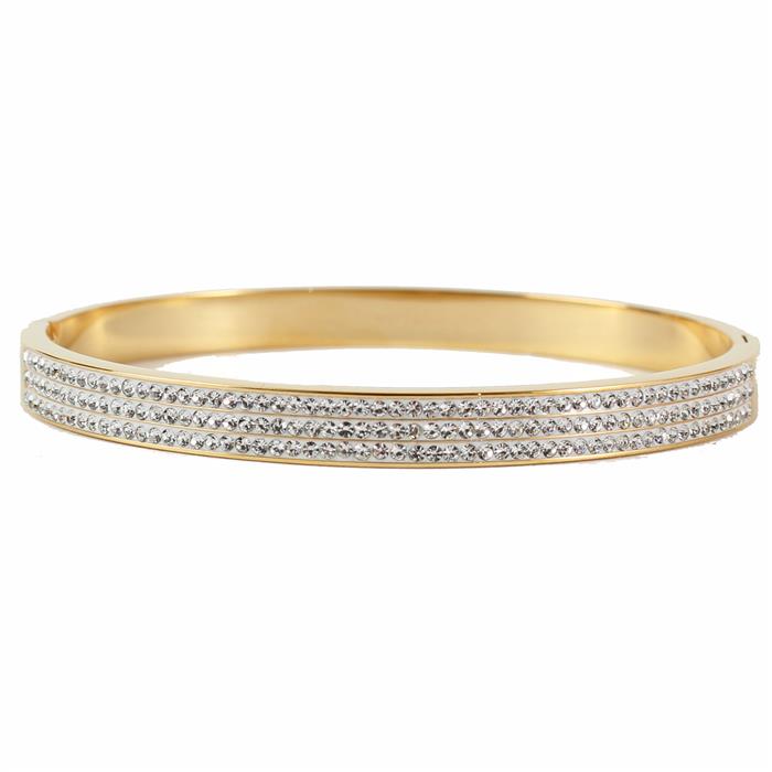 STAINLESS STEEL CUBIC ZIRCONIA BANGLE