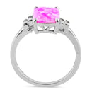 Sterling Silver Pink Lab Opal Rectangular Ring