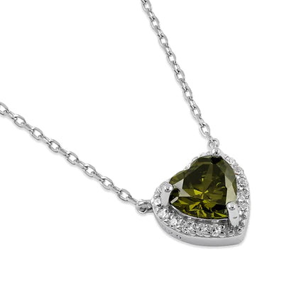 Sterling Silver Rainbow and Clear CZ Heart Halo Necklace