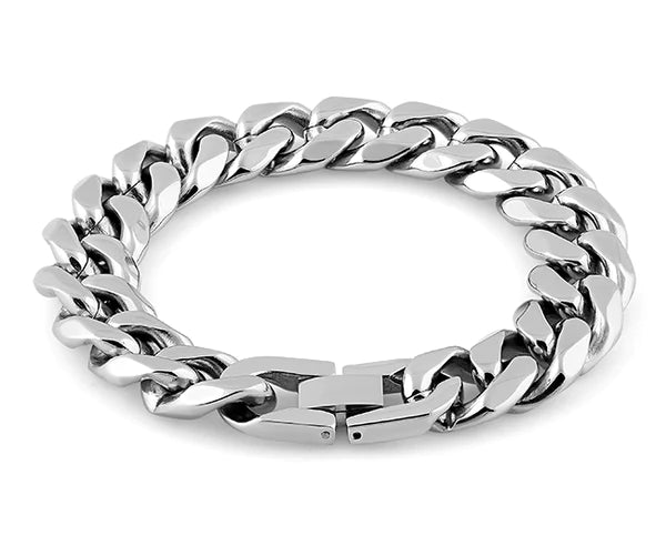 Men's Stainless Steel Flat Curb Link Bracelet