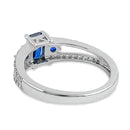 Sterling Silver Blue Spinel Radiant CZ Ring